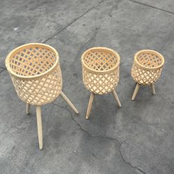 3 Pc. Hand Woven Plant Pots 