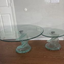 Glass Spiral End Tables 