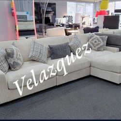 ✅️✅️3 pc beige wide welt corduroy fabric modular sectional✅️✅️ pillows not included✅️