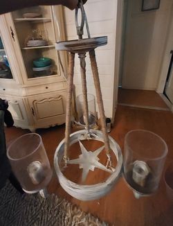 Rustic/Nautical 3 Candle Light Fixture (Use With Light Bulb)