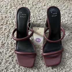 A New Day Women's Maroon Heeled Mules Size 6.5