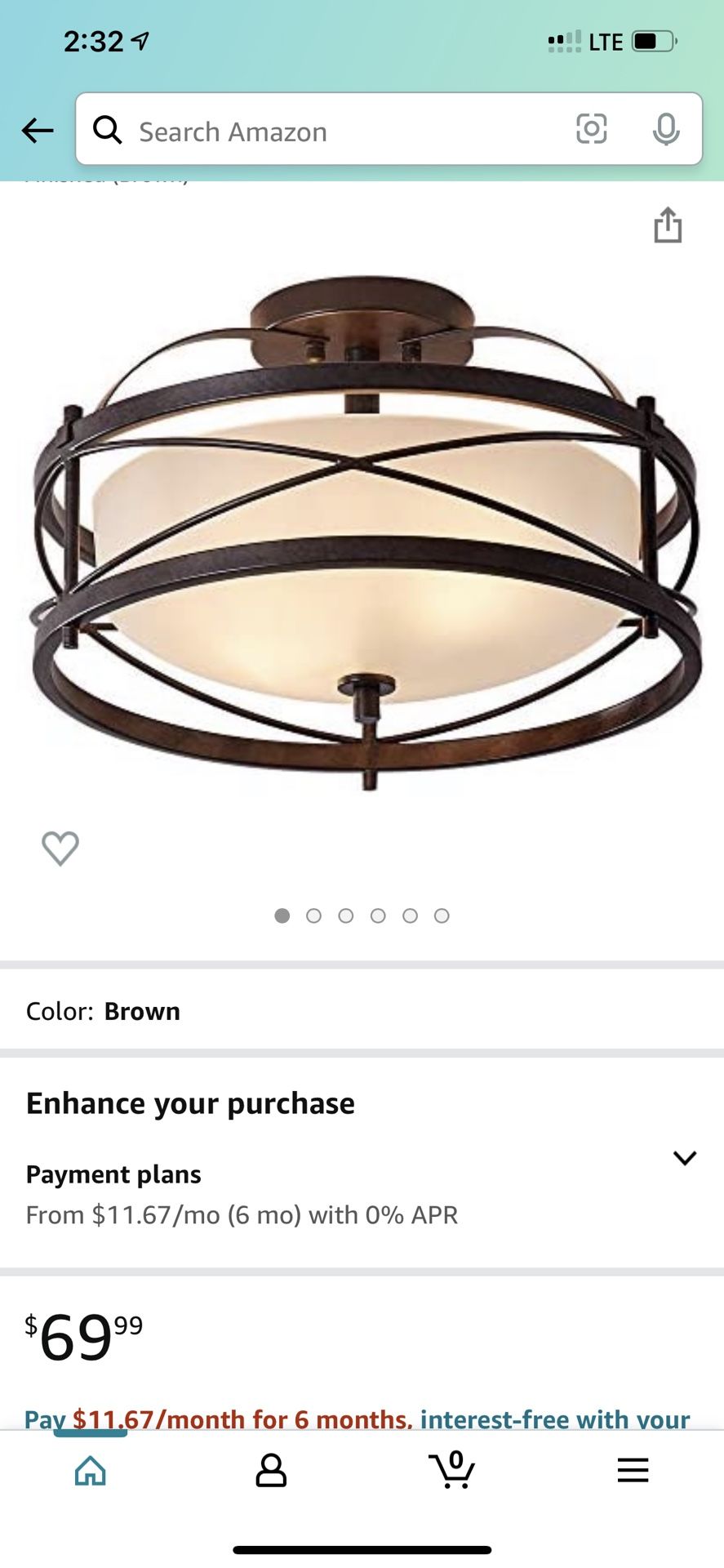 Oil Rubbed Bronze Ceiling Light