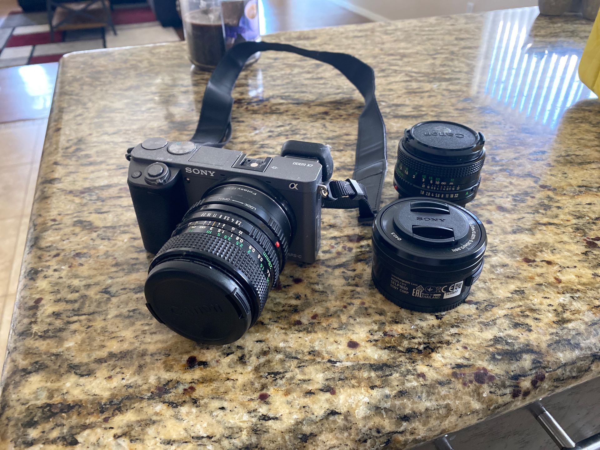 SONY A6000 W/ KIT LENS + CANON LEGACY LENSES