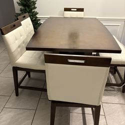 Dining Room Table With Chairs and Bench and Wine Rack