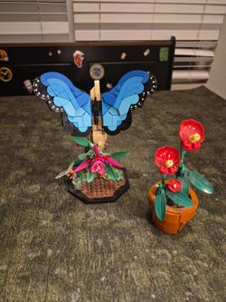 Lego blue butterfly and random flower