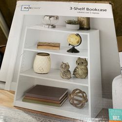 Mainstay 3 Shelf Adjustable Shelf Bookcase-white