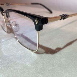 Chrome Glasses Hearts Anti Blue Light Gold Black Eyewear Metal Plastic