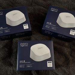 Lightly Used Eero 6 mesh Wi-Fi system | Supports speeds up to 500 mbps | Connect to Alexa | Coverage up to 4,500 sq. ft. | 3-pack, one router +