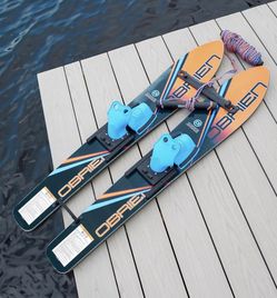 Water Skis with Trainer Bar & Rope