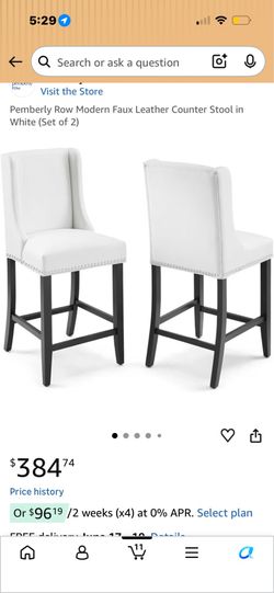 3 Counter Stool Faux Leather White