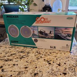 Brand new Kicker Marine 6.5" LED Shallow mount White boat powersport speakers car audio