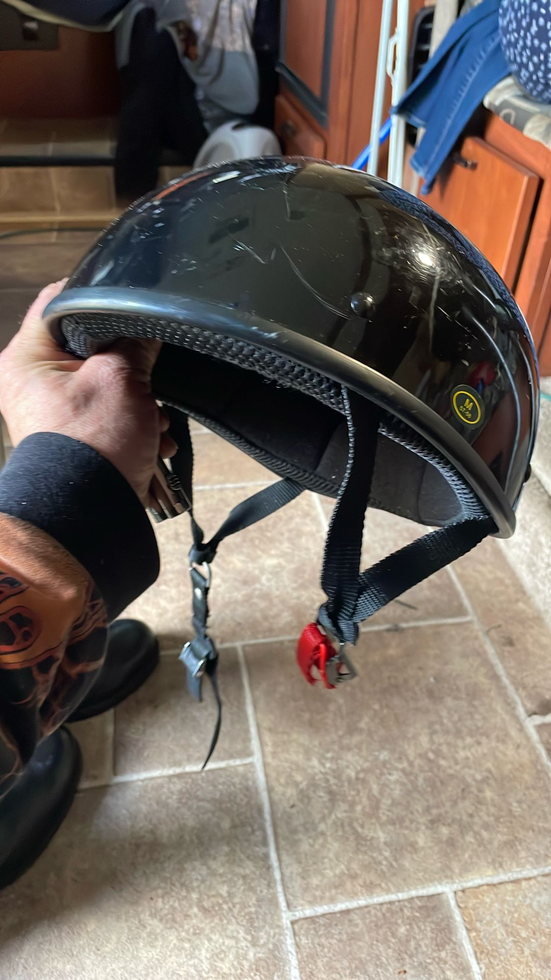 Bucket helmet were two times. Couple scratches.