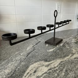 Heavy wrought hammered iron candle holder / 3ft long by 11” tall / table home decor rustic 
