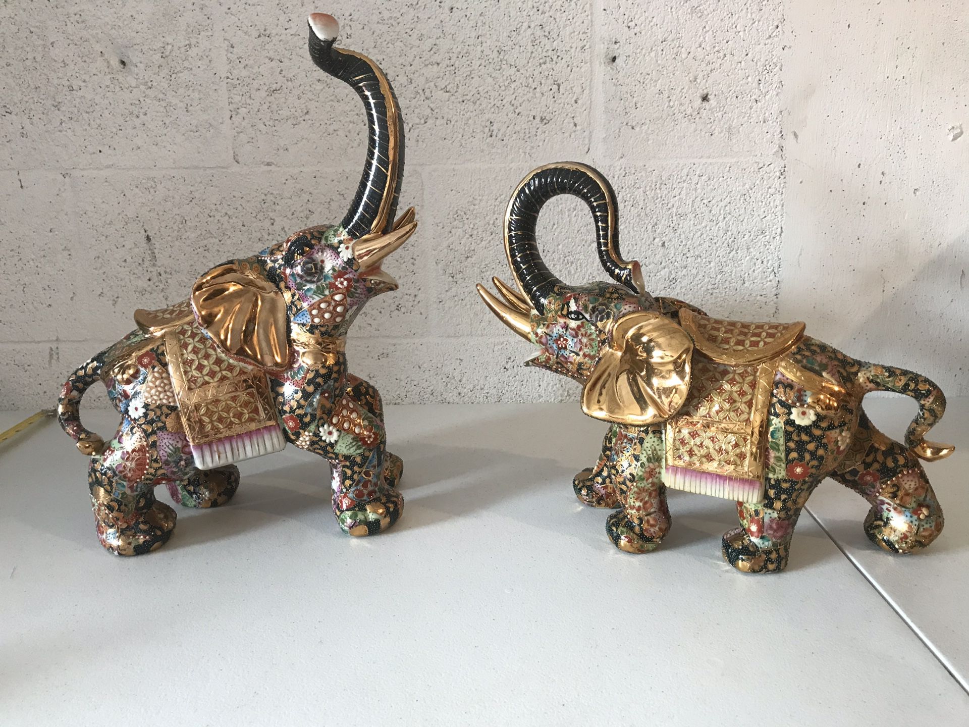 decorative elephants gold plated hand painted