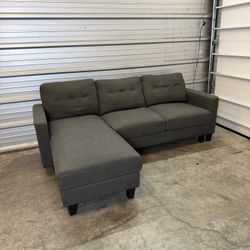 Small Gray Tufted Sectional Sofa