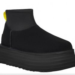 UGG Black Ankle Booties with Yellow Detail