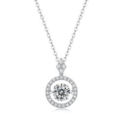 Fifty8 1ct DEW Moissanite Halo Pendant Necklace, 925 Sterling Silver, Touch
