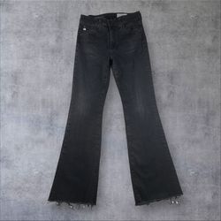 AG Adriano Goldschmied Farrah Boot High Rise Jeans Wmns 31 x 32 Black Raw Hem Stretch 