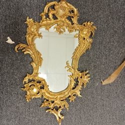 32" Antique Possible Brass Mirror. READ THE WHOLE LISTING.  We Have Others As Well. 