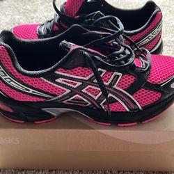Pink and black asics