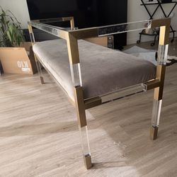Acrylic and brass bench
