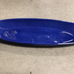 Very Long Cobalt Blue, Ceramic Pottery, Barn Dish
