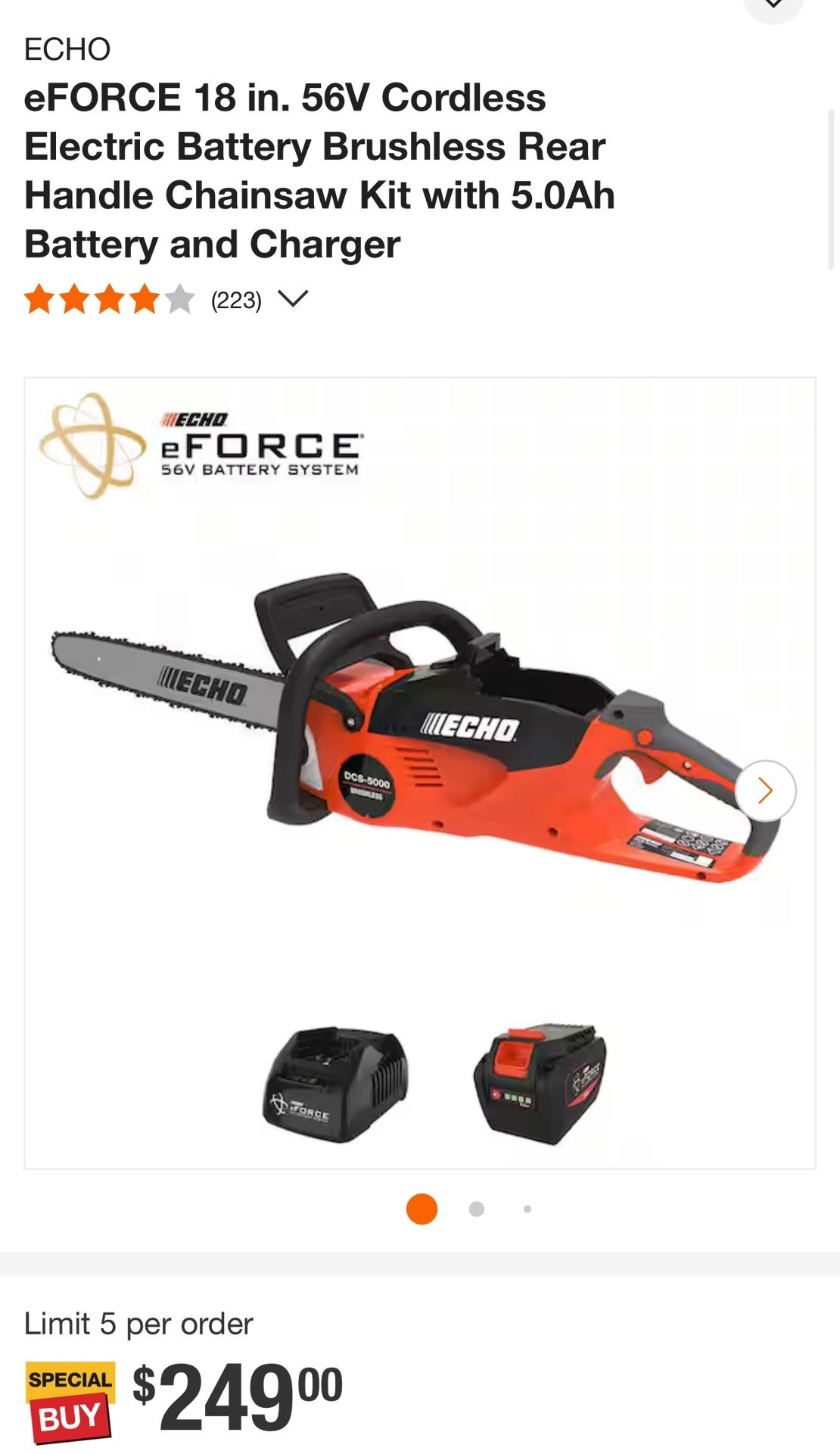 Chainsaw Echo Gas Batería 40volt Y Cargador !!