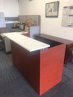 Modern cherry reception desk 60” wide