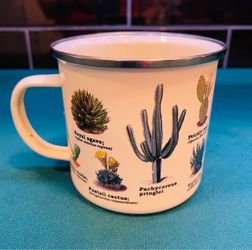 Beautiful metal/enamelware Botanical Cacti mug