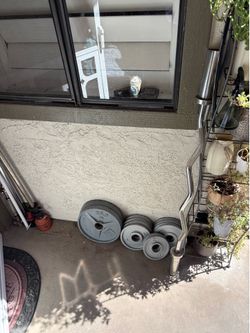 Olimpic weight, curl bar and berbell 7 ft.View the listing below .