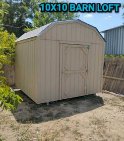 10x10 Barn Loft Shed  /Storage With 2 Exterior Wood Shelves (For More Info on discription)