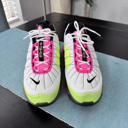 Nike Air MX 720-818 sneakers in the 'Pink Blast Green' colorway. 