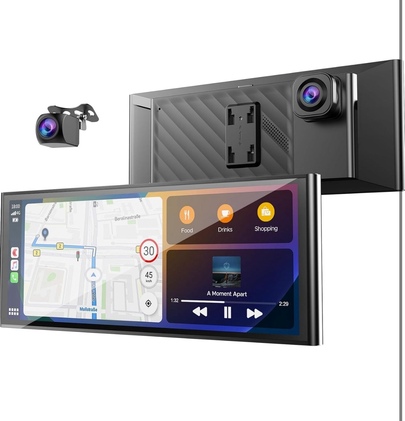  9.26'' Carplay Screen for Car with 4K Dash Cam, Compatible with Apple Carplay & Android Auto, Carplay with 1080p Backup Camera, Mirror Link, Loop Rec