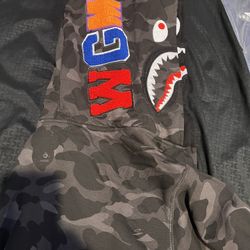 BAPE Double Hood Color Camo Shark Full Zip HoodieBlack  XL