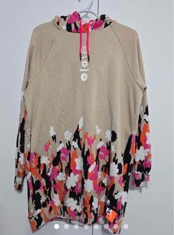 Nike Floral Camo Long Hoodie Sweatshirt Beige Pink large  Nike longline pullover
