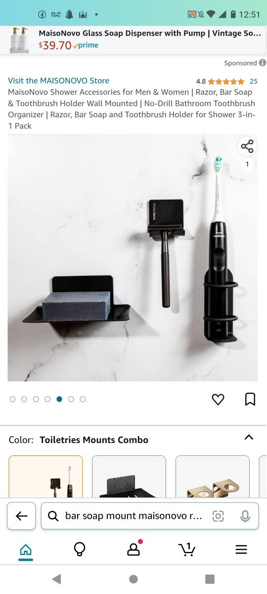Maisonovo bar mount, Razor And toothbrush Holder