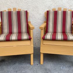  Adirondack Wood Patio Chairs - Set Of Two, Cushions Included