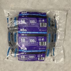 Southwire RG6 Quad Shield Coaxial Cable 100ft 18AWG Black – New Sealed Roll