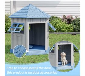 Sturdy Dog House Indoor Outdoor for Small Medium Dogs, Weatherproof Puppy Shelter with Elevated Floor & Air Vents, Easy Clean and Assemble (Blue, 36.6