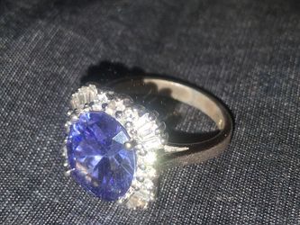 Vintage Rare Signed ESPO Sterling Silver Princess Diana Tanzanite Ballerina Cocktail Ring Sz 6
