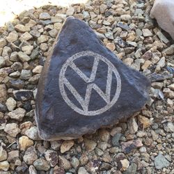 VW Rock Art Tire Chock Yard Art Petroglyph 