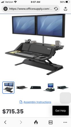 Sturdy Computer Desk accessory - Adjustable Sit-Stand Workstation, Black By Fellowes Lotus - Heavy Duty - $125 each