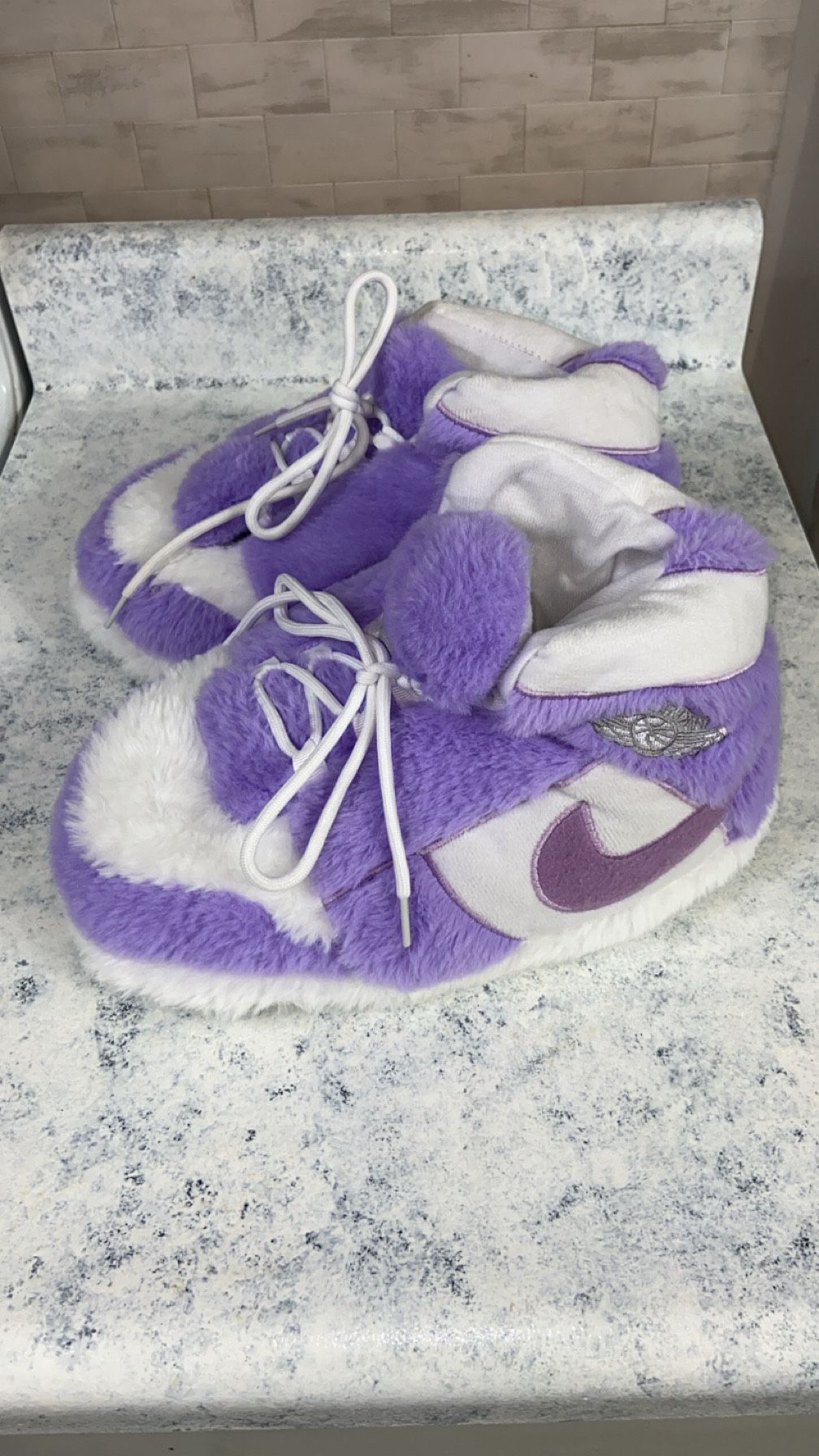 Purple And White Nike Jordan Cozy Slippers 36-44