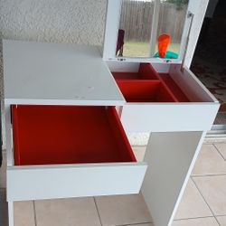Modern White Vanity Table with Mirror and Storage