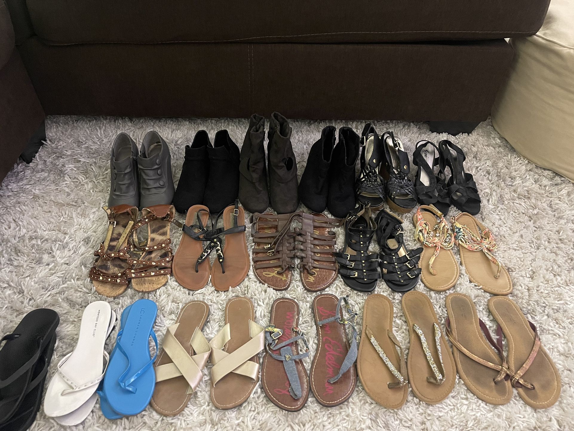 Bundle 18 Pairs Sz 6 Sandals Boots Heels Flip Flops Wedges Women’s Shoes