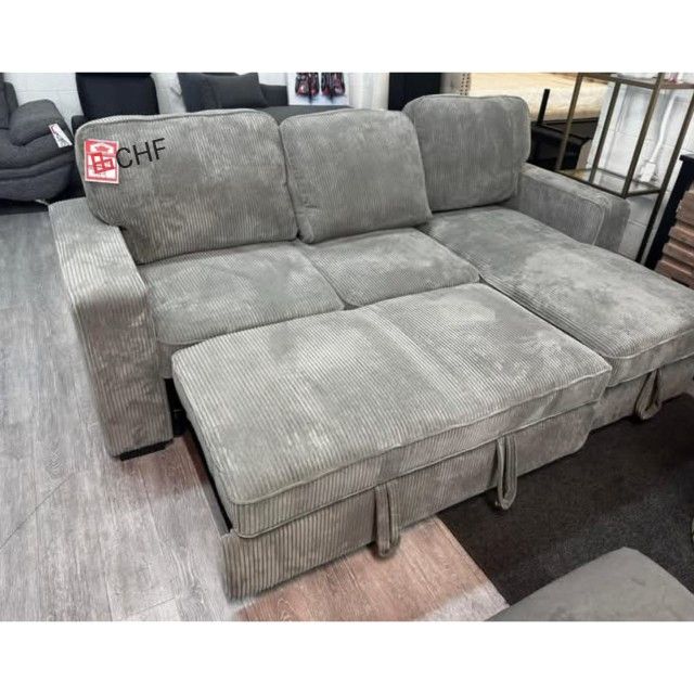 Corduroy Sectional Sofa With Storage Chaise And Pull Out Bed - Memorial Day Sale !