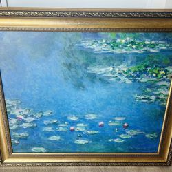 Claude Monet Water Lillies Painting (w Gold Frame)