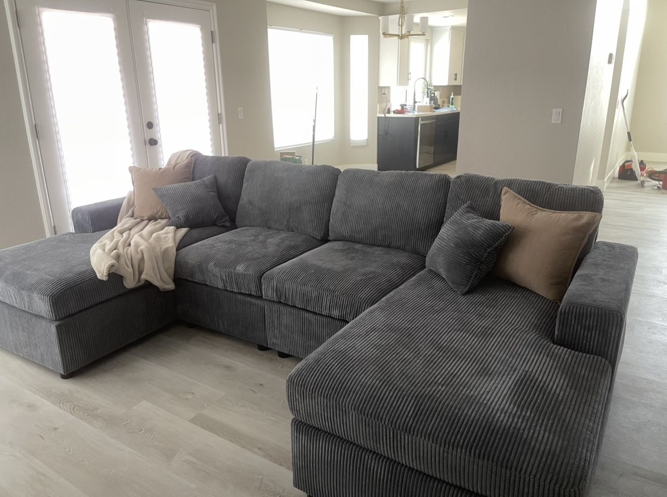 Dark Gray Corduroy Couch