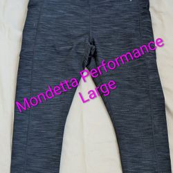New Womens Mondetta Large 14 Performance Luxury Pants Stretch Thick Dark Gray Leggings W 32-34 L29 