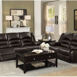Leather rec. sofa and loveseat 